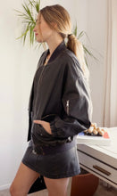 Load image into Gallery viewer, Oversized Faux Leather Zip Up Bomber Jacket
