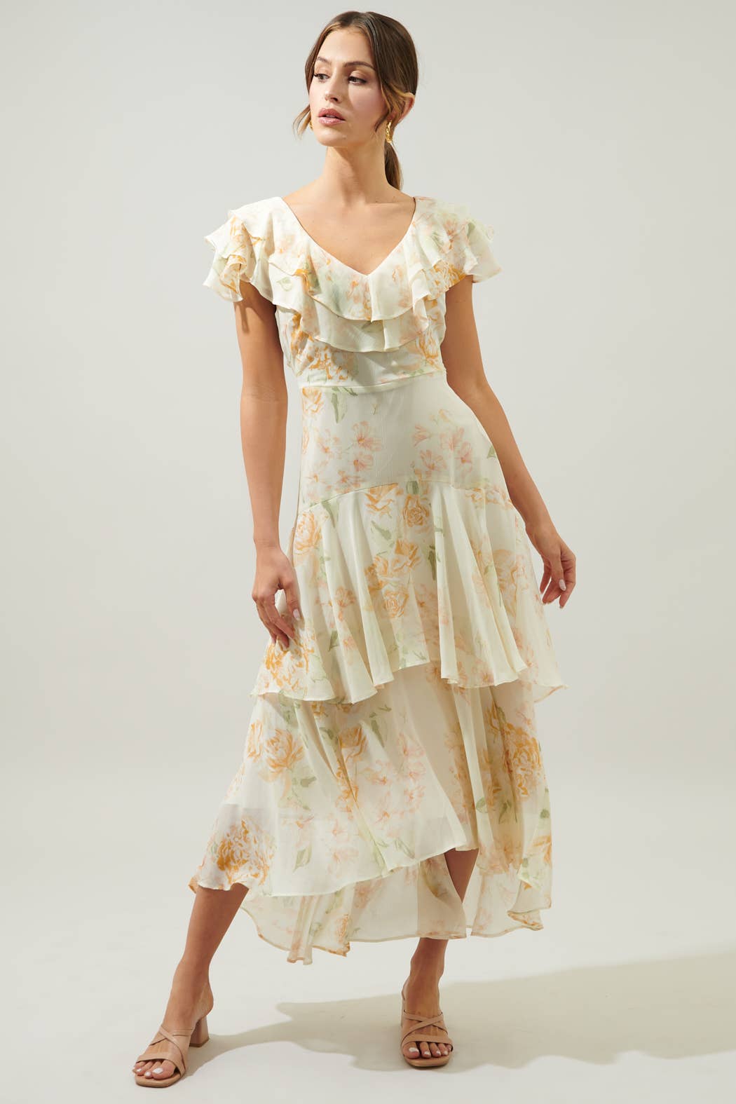 Once Upon a Time Ruffle Tiered Sinclair Midi Dress